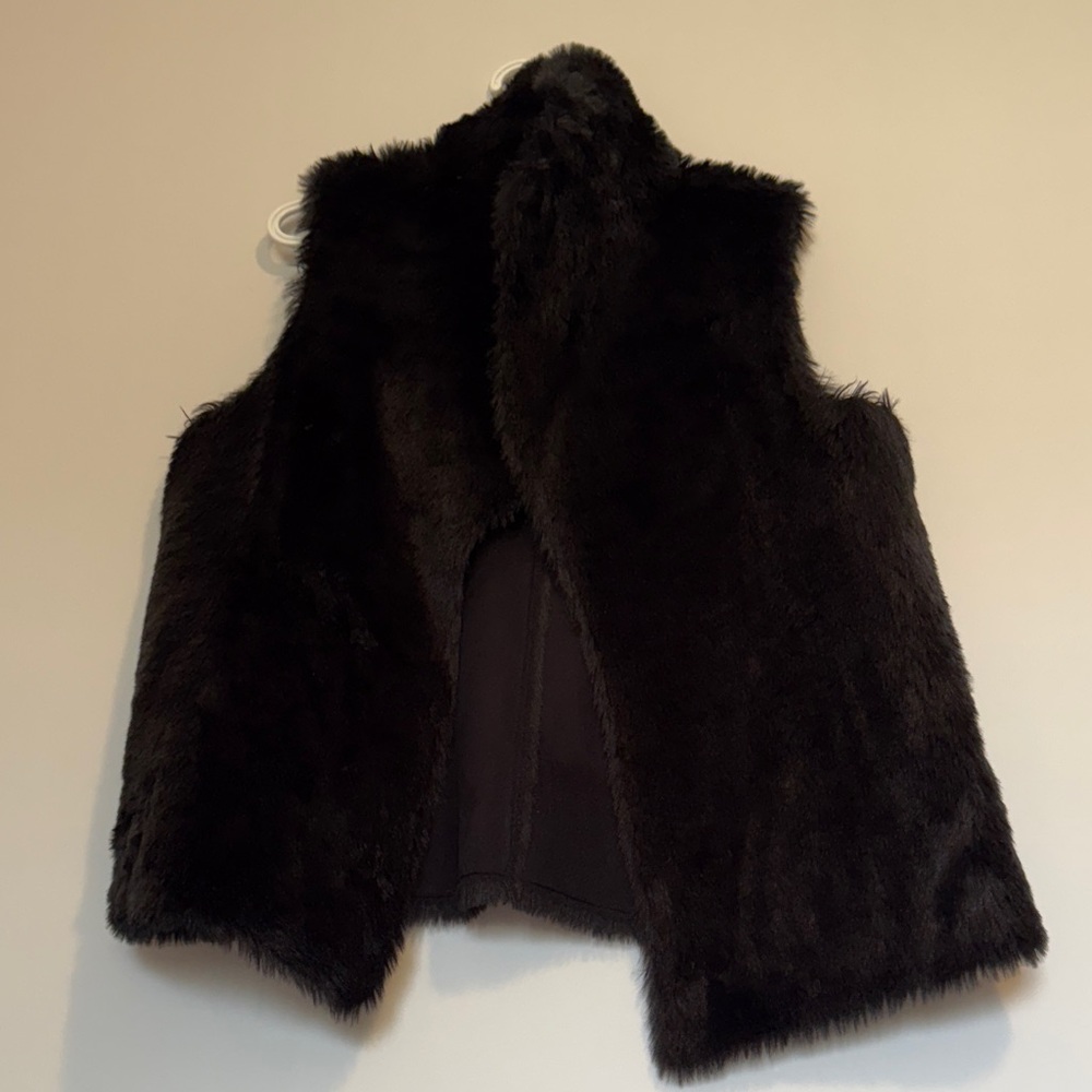 Women's Black Faux Fur Vest - Reversible-